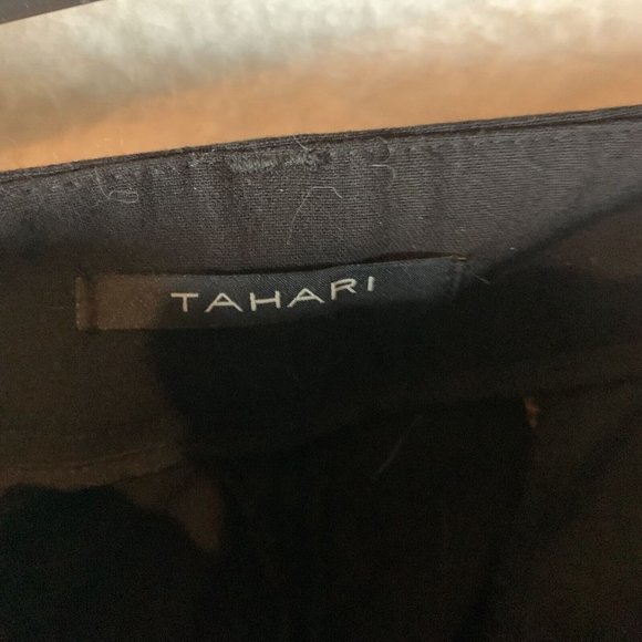 Tahari Dress Pants Women 10 Black Logo Slash Pockets Mid Rise Classic Ankle 7890 - Picture 5 of 8